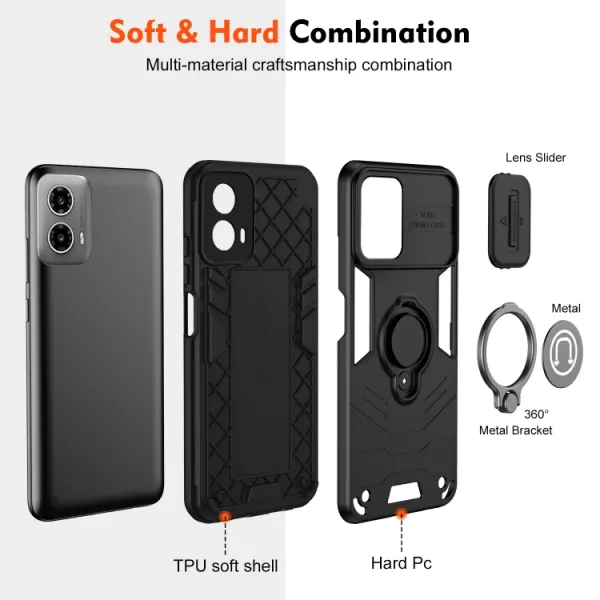 CAMPROTECT Obal s držiakom pre Motorola Moto G34 5G čierny
