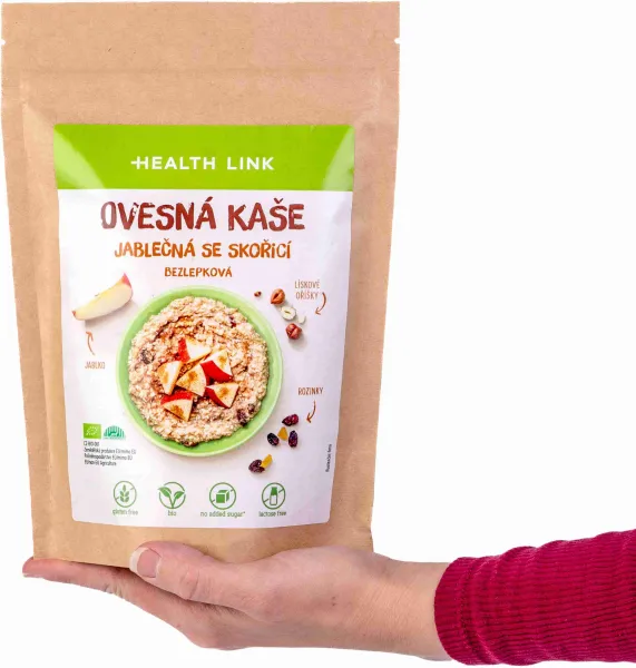 Health link BIO ovsená bezlepková kaša jablkovo - škoricová