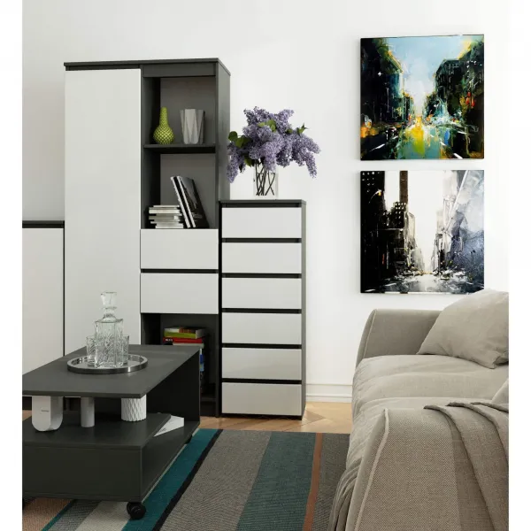Ak furniture Komoda CL6 40 cm grafitově šedá/bílá
