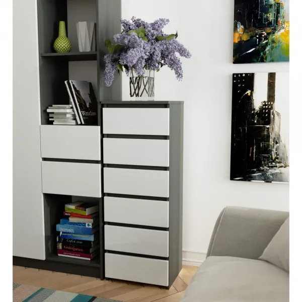 Ak furniture Komoda CL6 40 cm grafitově šedá/bílá