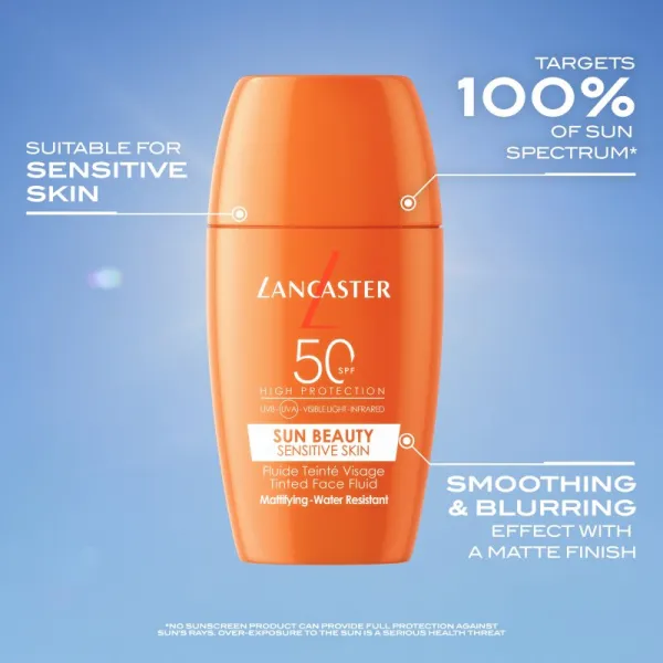 Lancaster Sun Sensitive Tinted Mattifying Fluid zmatňujúca emulzia vodeodolná SPF 50 30 ml