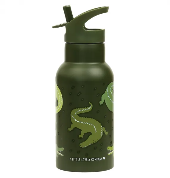 A Little Lovely Company - antikorová fľaša na pitie, 350 ml - krokodíl