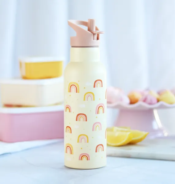 A Little Lovely Company - antikorová fľaša na pitie, 500 ml - dúha