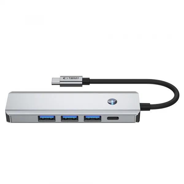 Tech-Protect HB01 HUB adaptér USB-C - 3x USB 3.0 / HDMI 4K / USB-C 100W, šedý