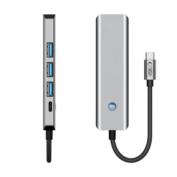 Tech-Protect HB01 HUB adaptér USB-C - 3x USB 3.0 / HDMI 4K / USB-C 100W, šedý