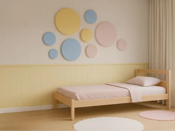 Okrúhly čalúnený panel na stenu VELVET Zvoľte farbu: Žltá, Zvoľte rozmer: ø 30 cm, Uchytenie na stenu: So samolepiacim suchým zipsom