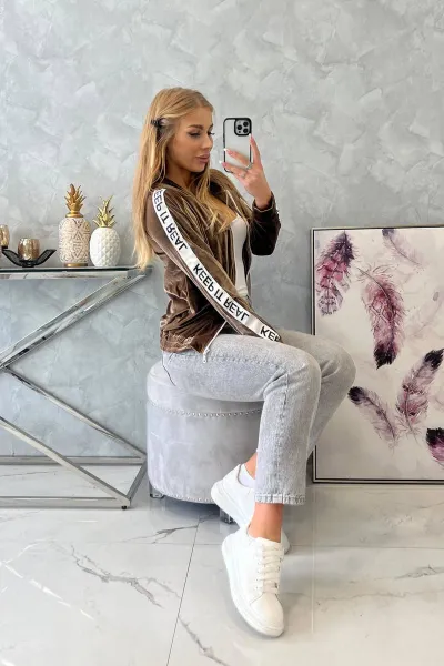Legínovo Hnedá velúrová mikina s kapucňou Farba: Hnedá, Veľkosť: UNI