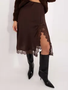 Hnedá maxi sukňa s čipkou