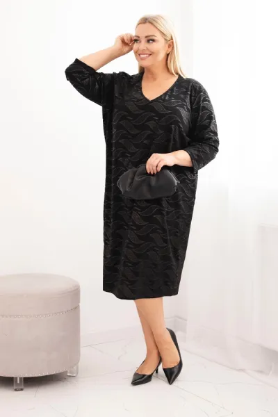 Kesi Dámska šaty z žoržetu Plus Size s výstrihom V čierna