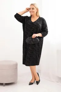 Kesi Dámska šaty z žoržetu Plus Size s výstrihom V čierna