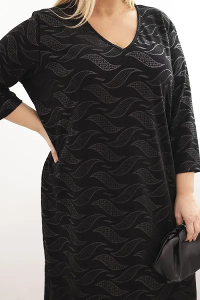 Kesi Dámska šaty z žoržetu Plus Size s výstrihom V čierna
