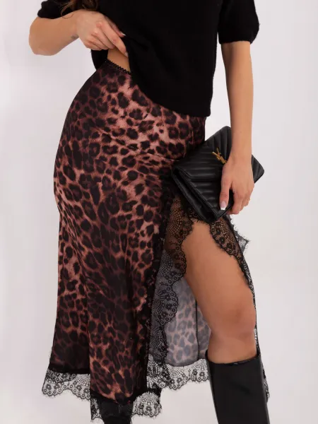 Leopardia vzorovaná sukňa s čipkou