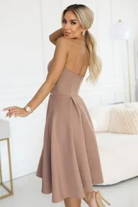 Numoco Korzetová midi sukienka Vivienne – elegantná a ženská 641-2 Farba: Bežová, Veľkosť: S