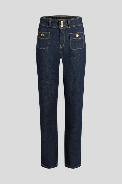 Džínsy Karl Lagerfeld Retro Straight Denim Pants Dark Blue Denim