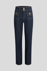 Džínsy Karl Lagerfeld Retro Straight Denim Pants Dark Blue Denim