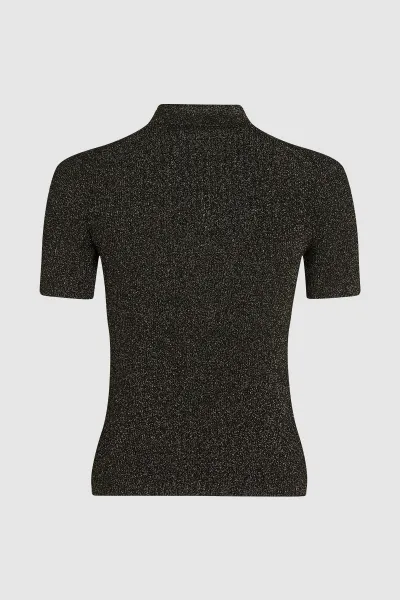 Top Karl Lagerfeld Lurex Knit Polo Black