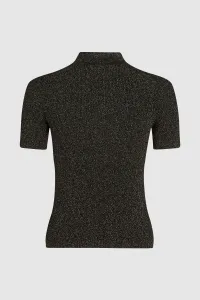 Top Karl Lagerfeld Lurex Knit Polo Black