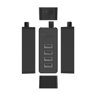 Orico W5P-U2-100 HUB adaptér USB - 4x USB 2.0 / micro USB, čierny