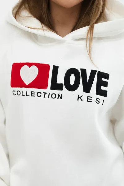 Legínovo Zateplená bavlnená mikina s kapucňou Love tmavo béžová Farba: Modrá, Veľkosť: UNI