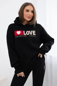 Legínovo Zateplená bavlnená mikina s kapucňou Love tmavo béžová Farba: Modrá, Veľkosť: UNI