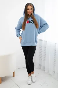 Legínovo Zateplená bavlnená mikina s kapucňou Love tmavo béžová Farba: Modrá, Veľkosť: UNI