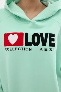 Legínovo Zateplená bavlnená mikina s kapucňou Love tmavo béžová Farba: Modrá, Veľkosť: UNI