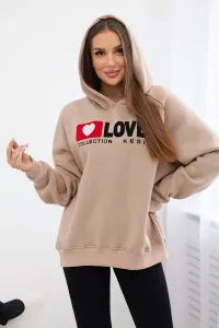 Legínovo Zateplená bavlnená mikina s kapucňou Love tmavo béžová Farba: Modrá, Veľkosť: UNI