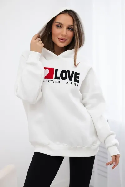 Legínovo Zateplená bavlnená mikina s kapucňou Love tmavo béžová Farba: Modrá, Veľkosť: UNI