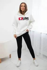 Legínovo Zateplená bavlnená mikina s kapucňou Love tmavo béžová Farba: Modrá, Veľkosť: UNI