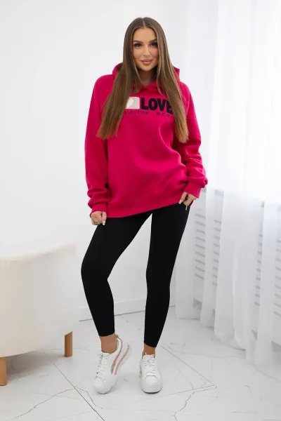 Legínovo Zateplená bavlnená mikina s kapucňou Love tmavo béžová Farba: Modrá, Veľkosť: UNI