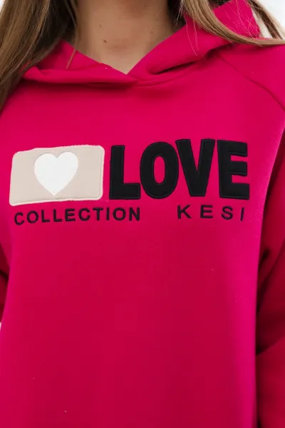 Legínovo Zateplená bavlnená mikina s kapucňou Love tmavo béžová Farba: Modrá, Veľkosť: UNI