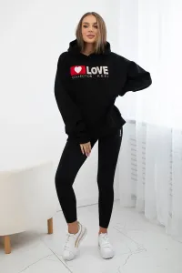 Legínovo Zateplená bavlnená mikina s kapucňou Love tmavo béžová Farba: Modrá, Veľkosť: UNI
