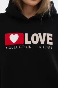 Legínovo Zateplená bavlnená mikina s kapucňou Love tmavo béžová Farba: Modrá, Veľkosť: UNI