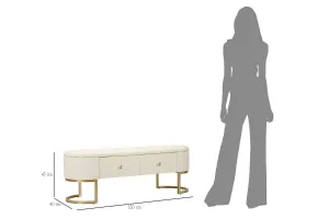 Mauro Ferretti Lavice Sharon 120 cm s úložným prostorem ekokůže bílá/zlatá