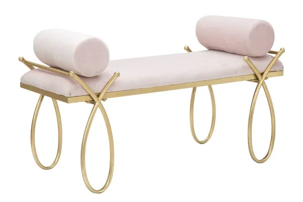 Mauro Ferretti Lavice Ribbon 112 cm samet zlatá/růžová