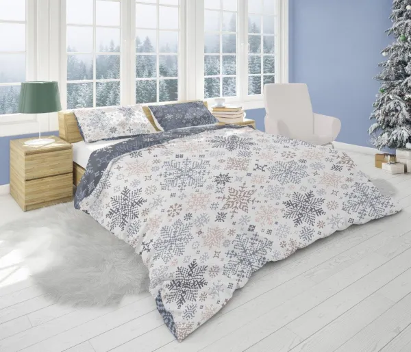 Faro Vianočné bavlnené obliečky Scandic 077 220x200 cm + 2x 70x80 cm biele/modré