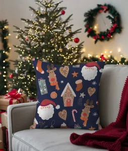 Faro Vianočný obal na vankúš Holly Jolly 004 45x45 cm tmavomodrý