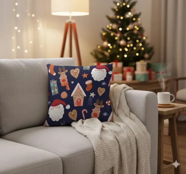 Faro Vianočný obal na vankúš Holly Jolly 004 45x45 cm tmavomodrý