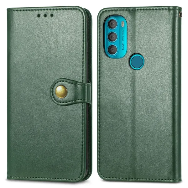 LEATHER BUCKLE Peňaženkový obal Motorola Moto G71 5G zelený