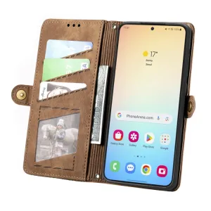 GEOM Peňaženkové puzdro pre  Samsung Galaxy S24 5G hnedý