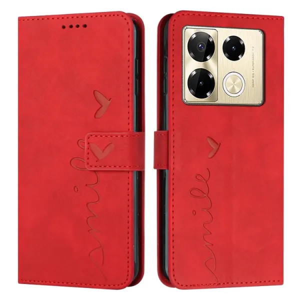 ART SMILE Peňaženkový obal s remienkom pre Infinix Note 40 Pro / 40 Pro+ 5G červený