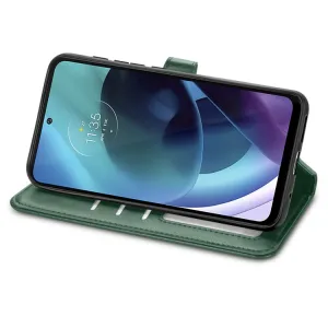 LEATHER BUCKLE Peňaženkový obal Motorola Moto G71 5G zelený