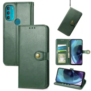 LEATHER BUCKLE Peňaženkový obal Motorola Moto G71 5G zelený