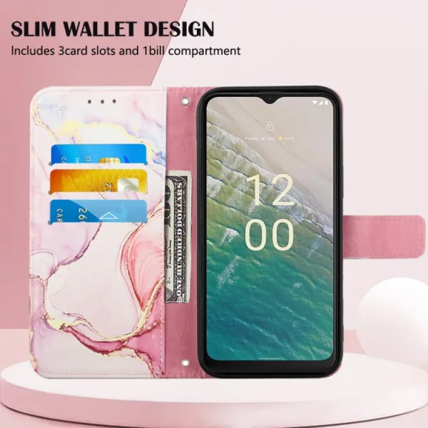ART MARBLE Peňaženkový kryt Nokia C32 ROSE GOLD
