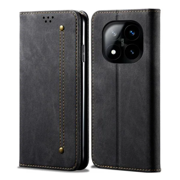 DENIM Peňaženkový kryt pre Xiaomi Redmi Note 14 Pro+ 5G čierny