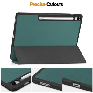LEATHER Zaklápací kryt pre Samsung Galaxy Tab S10 FE+ zelený