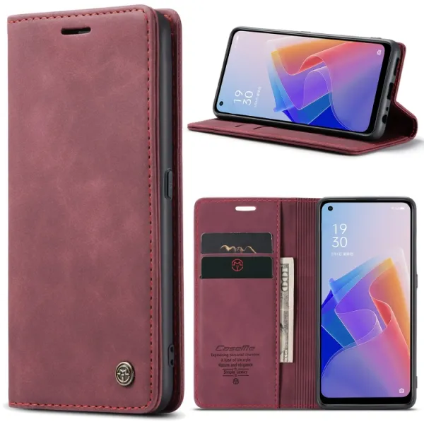 CASEME Peňaženkový obal pre Oppo Reno7 Lite 5G červený