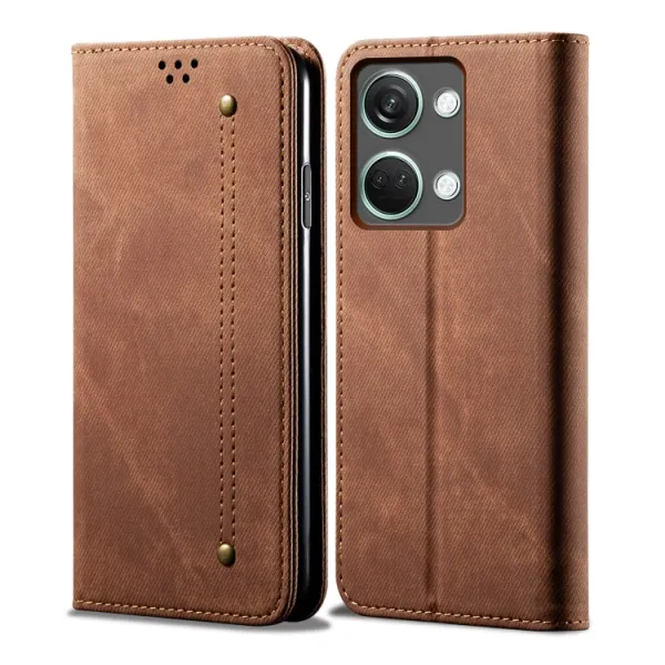 DENIM Peňaženkový kryt pre OnePlus Nord 3 5G hnedý