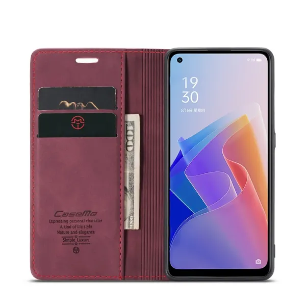 CASEME Peňaženkový obal pre Oppo Reno7 Lite 5G červený