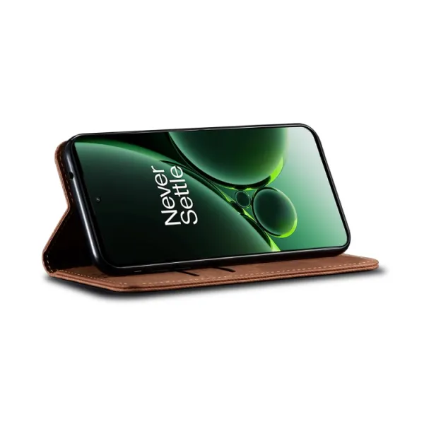 DENIM Peňaženkový kryt pre OnePlus Nord 3 5G hnedý